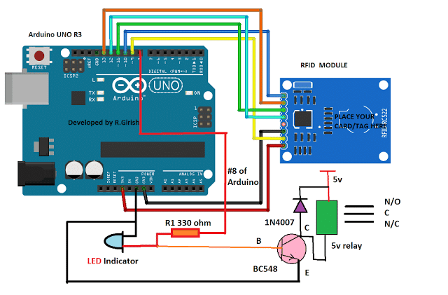 RFID Security Lock Circuit using Arduino