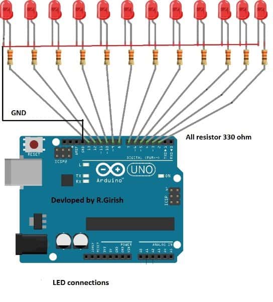 LED Air Pollution Meter Circuit with Arduino