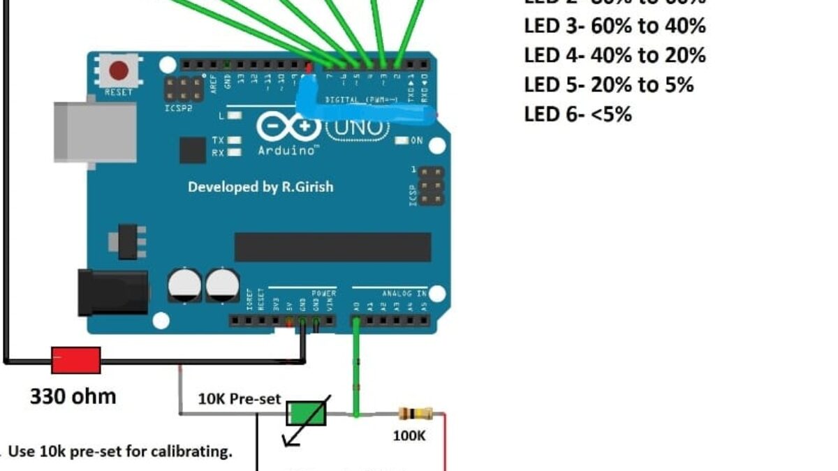 Arduino Battery Level Indicator Circuit Homemade Circuit Projects