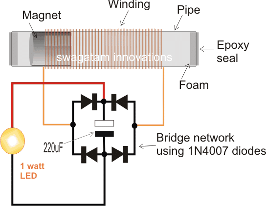 Shake Powered Flashlight Circuit