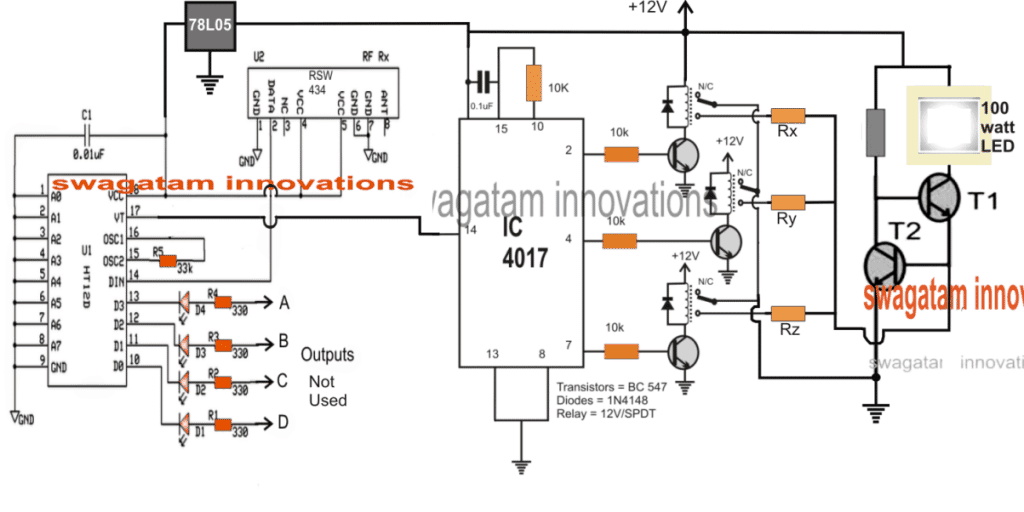 Remote Controlled Solar Lamp Intensity Controller Circuit