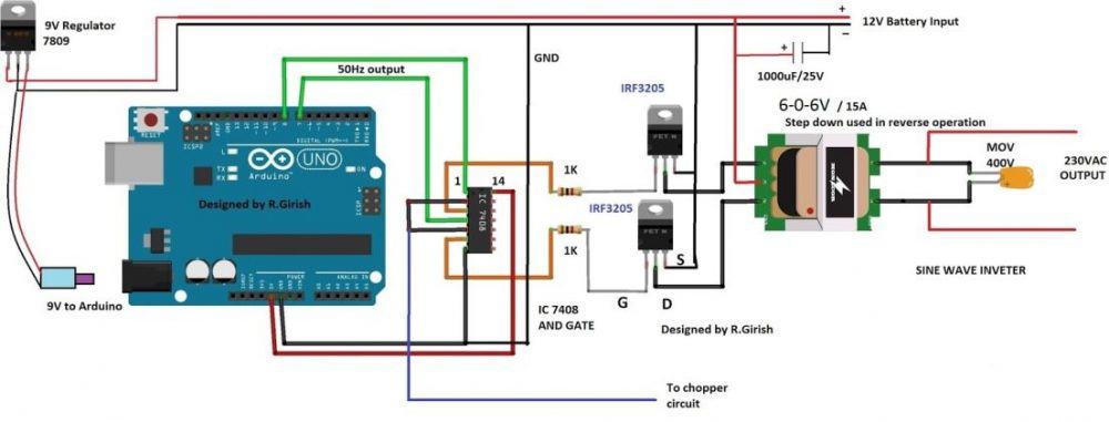 Arduino Modified Sine Wave Inverter Circuit