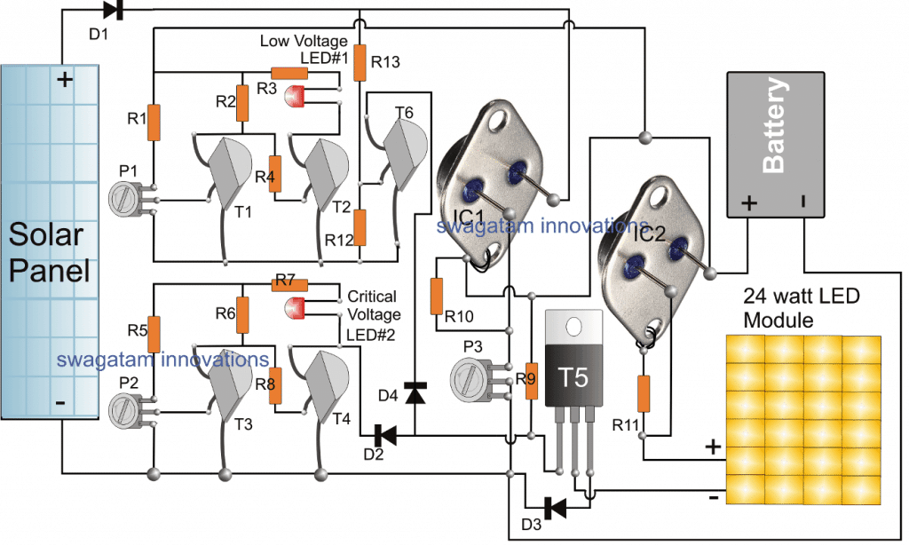 Solar controller charger using 2N3055 Transistors