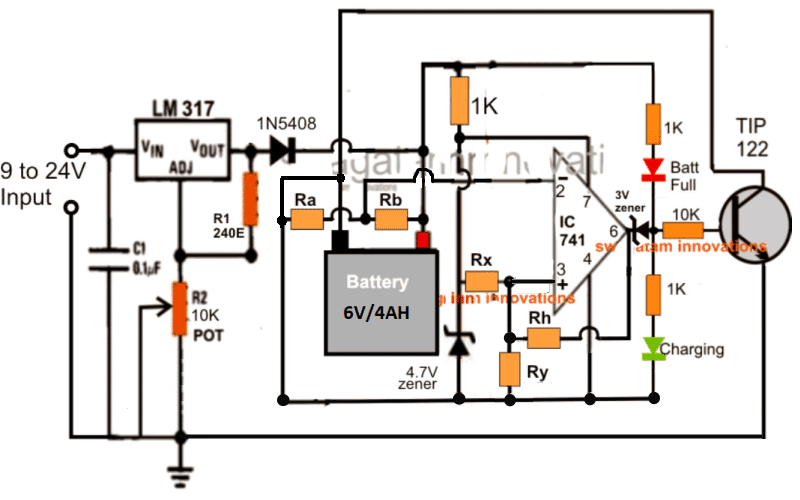 battery charger circuit with fixed resistors