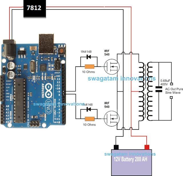 Arduino Pure Sine Wave Inverter Circuit