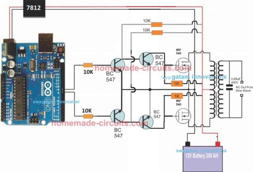 simple Arduino sinewave inverter circuit using SPWM