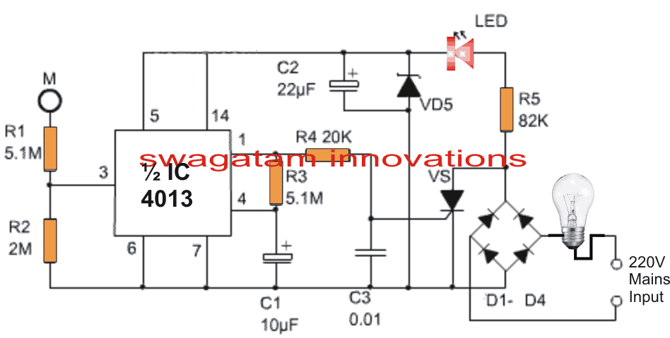 Single IC Touch Activated Lamp Circuit with Delay Timer