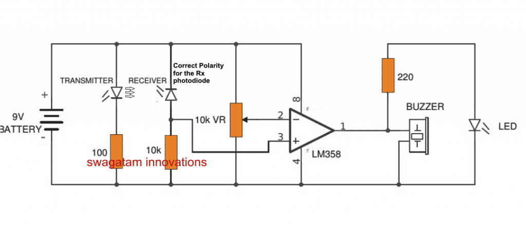 transmitter IR photodiode polarity is correct