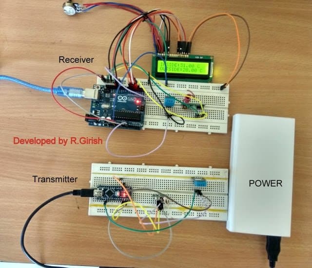 Wireless Thermometer prototype Using 433 MHz RF Link and Arduino
