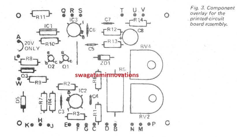 0-40V Power Supply PCB Component Overlay