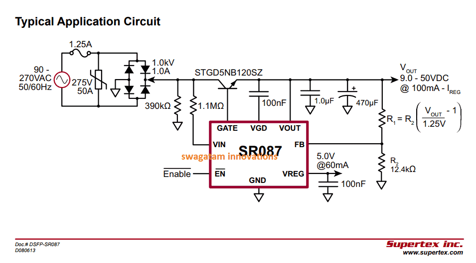 Solid state power supply Circuit using the IC SR087 