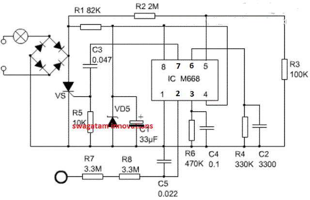 transformerless touch sensor circuit using IC m668