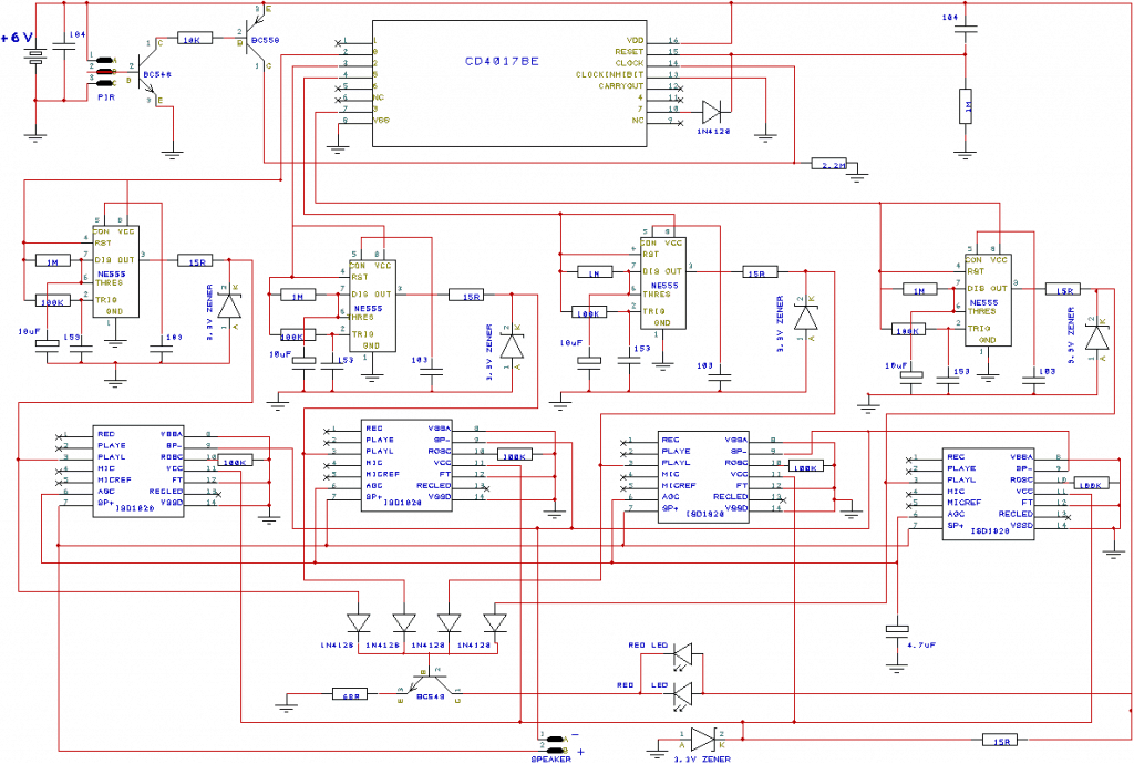 PIR Triggered Message Player Circuit