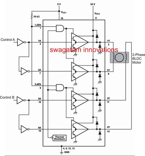 Using L293 to control a 2-phase BLDC motor 