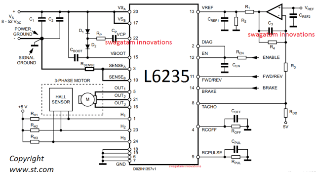 50V BLDC motor controller using L6235 IC module