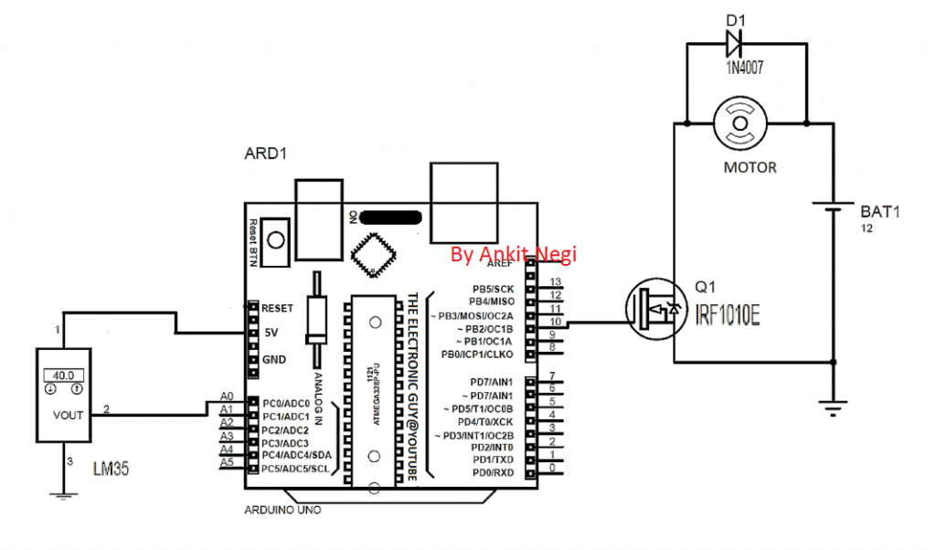 Arduino temperature dependent DC fan control
