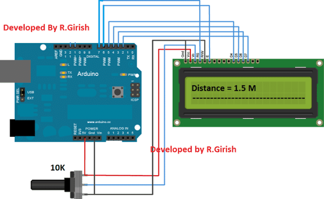 Car Parking Sensor Alarm LCD Display Circuit