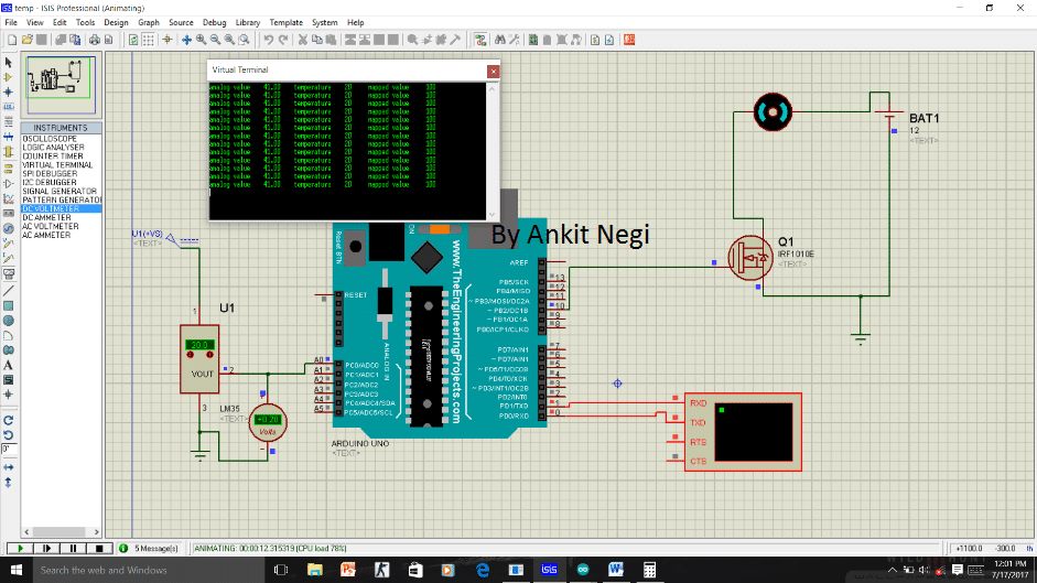 Arduino fan control simulation