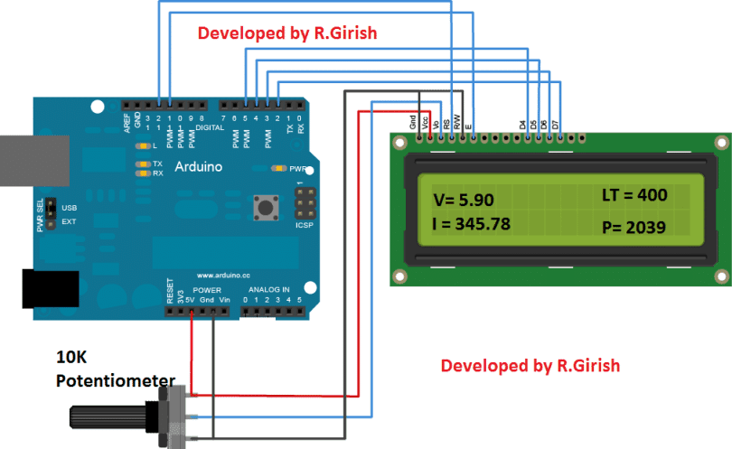 Arduino connected with LCD disaply