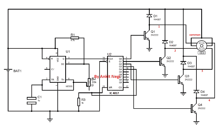 simple stepper motor driver circuit using IC 555