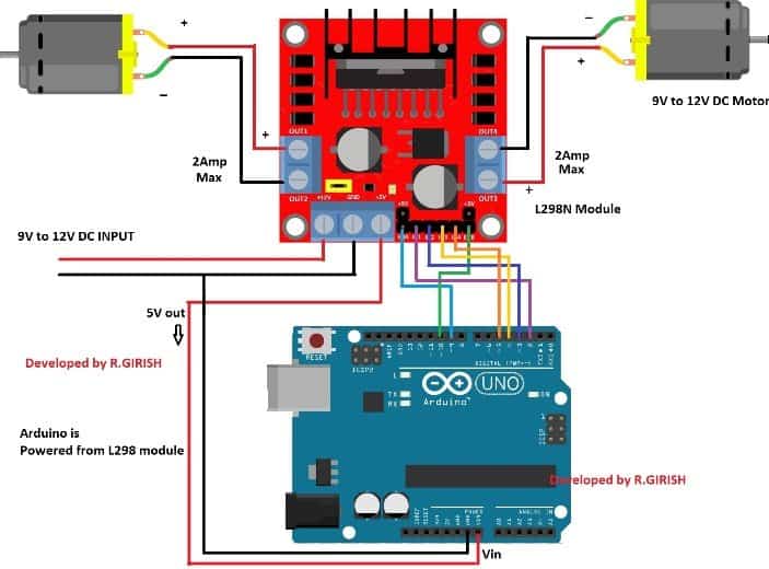 schematic diagram of L298N module.