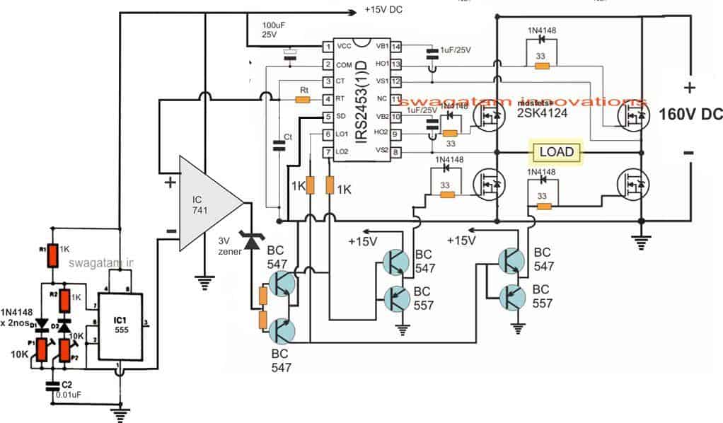 transformerless 3kva sinewave inverter full bridge circuit diagram