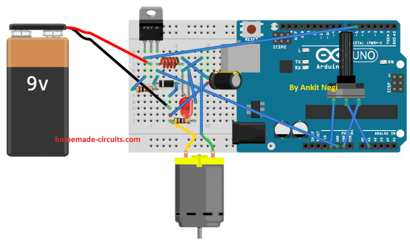 Buck Converter Using Arduino wiring layout