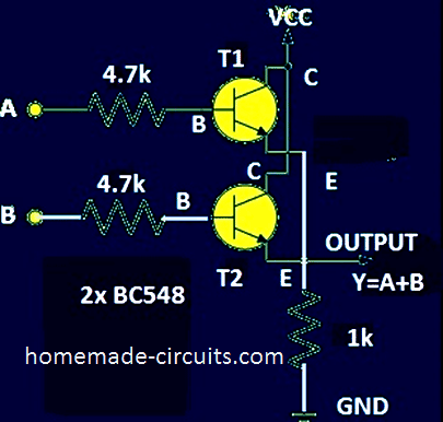 Two Transistor OR gate Schematic