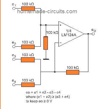 DC summing amp using LM324