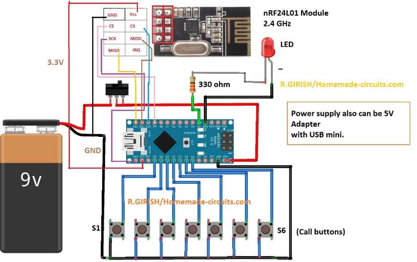 call bell remote control circuit