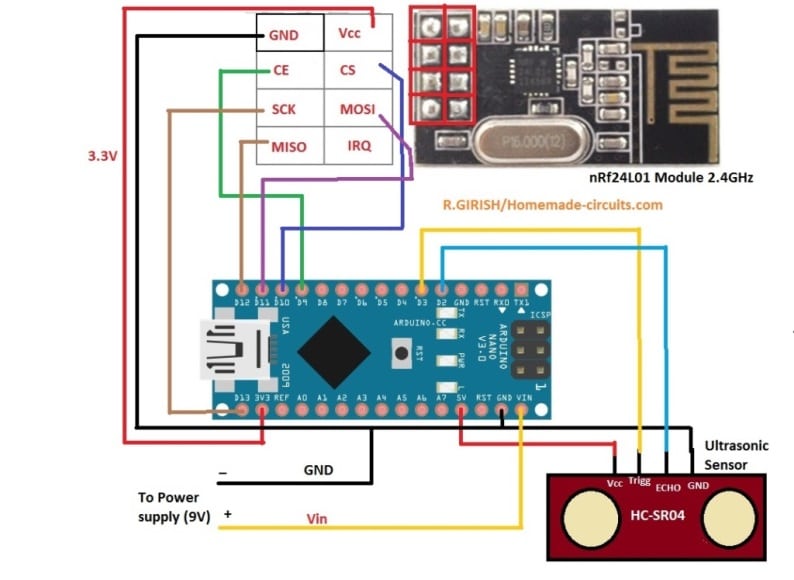 ultrasonic transmitter connections for the water level control