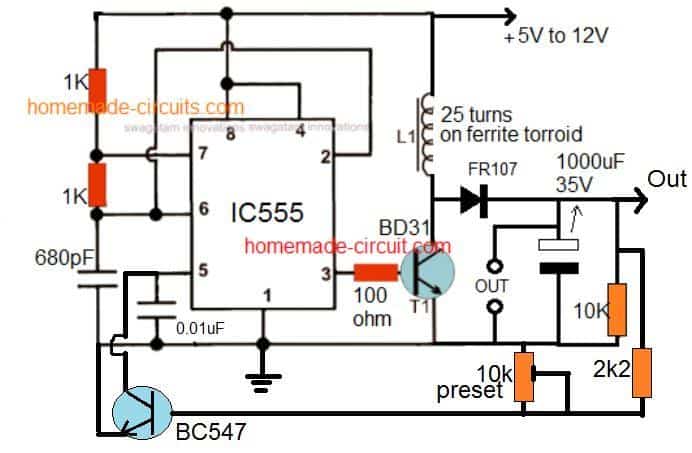 555 boost converter circuit with feedback control