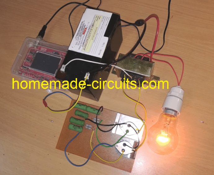 prototype working model image for 2N3055 simple inverter 