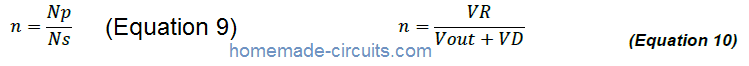 Calculate the number of turns for the main secondary output (Ns) and the miscellaneous auxiliary outputs (Naux)