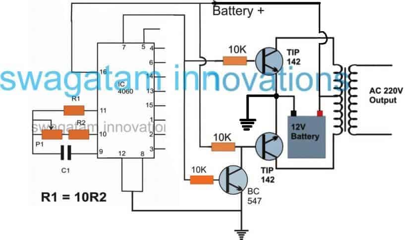 IC 4060 based simple inverter circuit