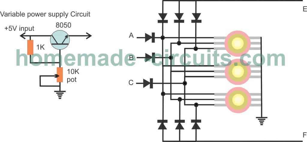 RGB color mixer, flasher and fader circuit