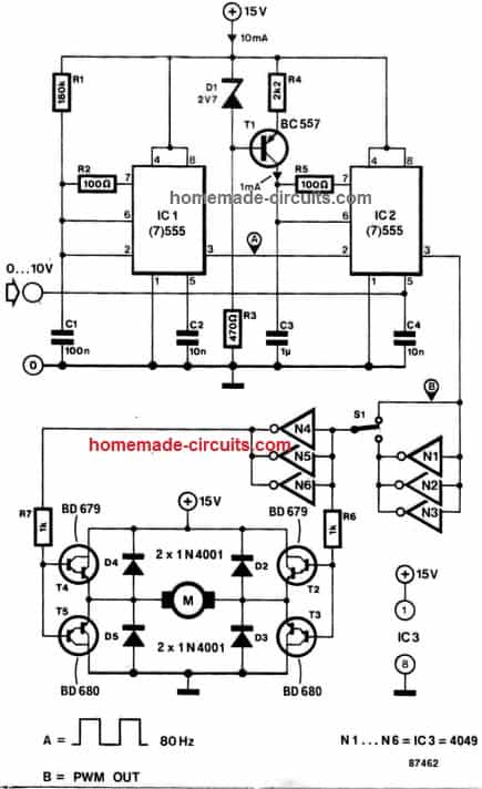 IC 556 bidirectional motor speed control