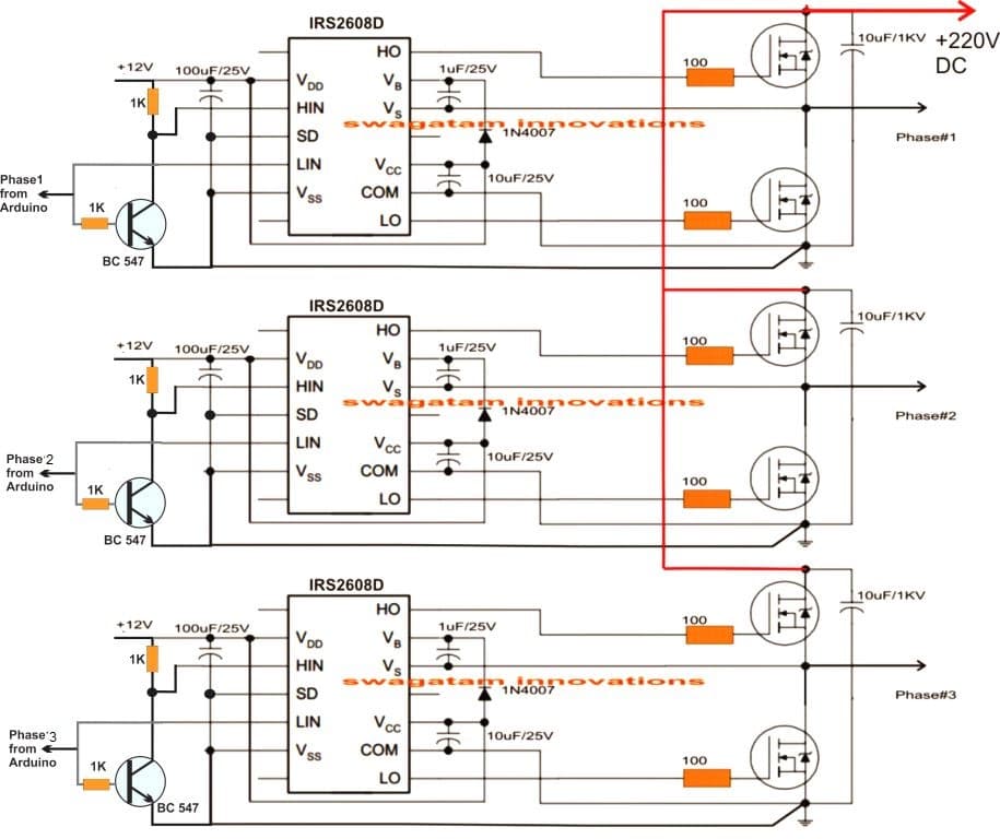 arduino 3 phase inverter driver