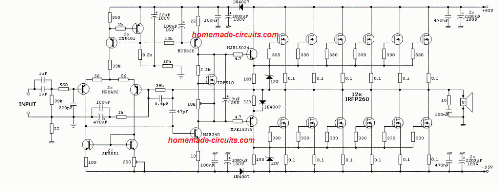 1200 watt power mosfet amplifier circuit