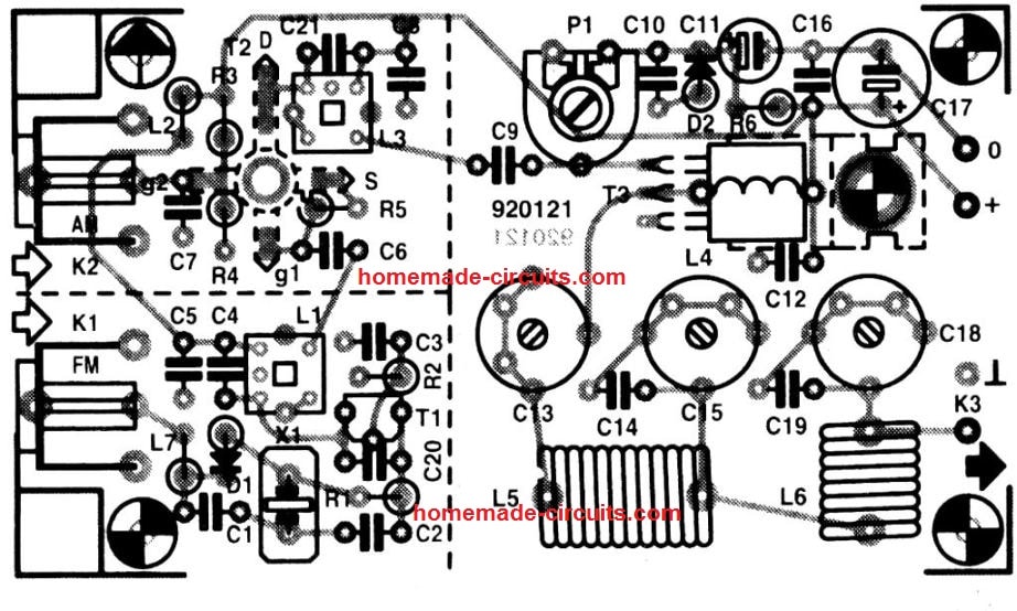 27 MHz transmitter PCB component layout