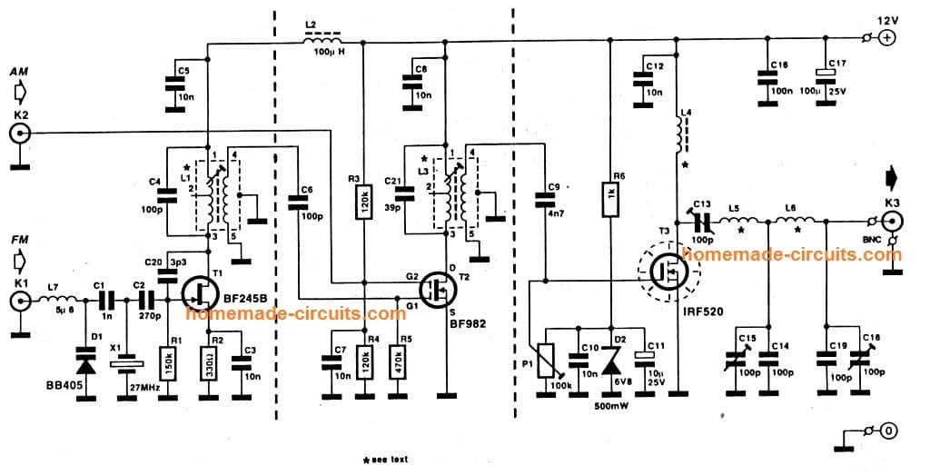 10 km range 27 MHz transmitter circuit diagram