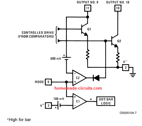 DOt Mode Bar Graph mode control for IC LM3915