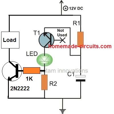 single transistor high power LED flasher circuit diagram