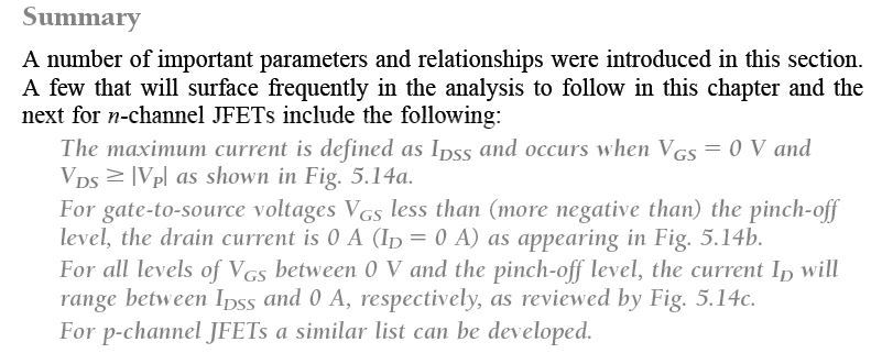 JFET summary