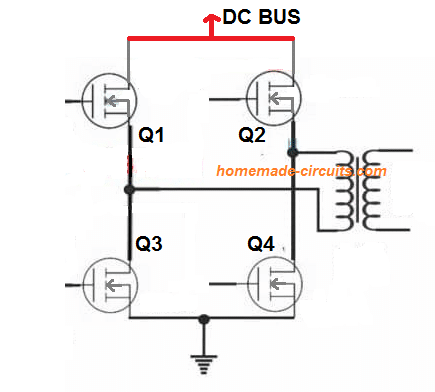 H-bridge topology using 4 N chnnel mosfets