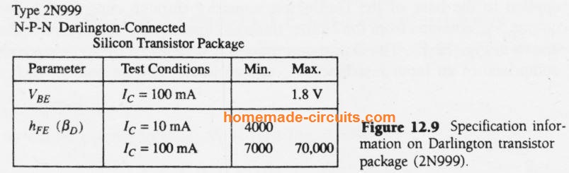 Darlington transistor specifications