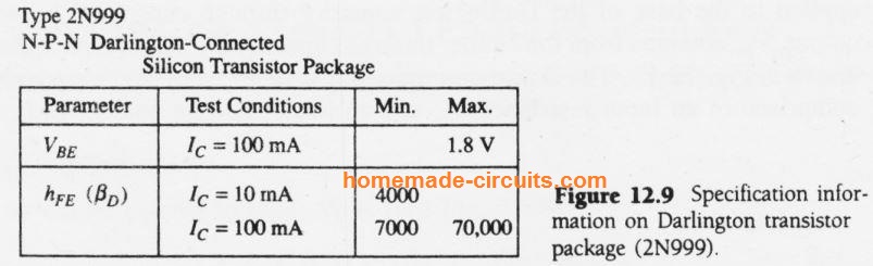 Darlington transistor specifications