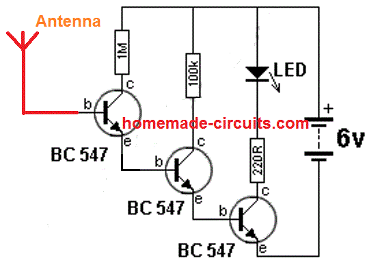 Transistor ghost detector circuit using 6 million gain circuit