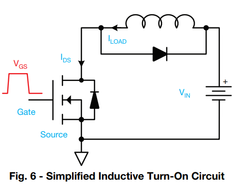 MOSFET inductive switch ON