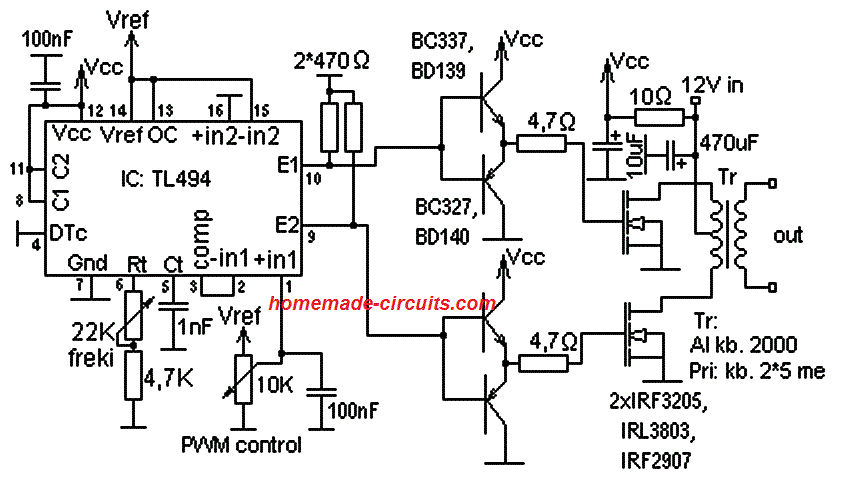 simple TL494 inverter circuit